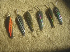 Vintage SIX (6) Great Lakes BlackTrolling Spoons-Pre-owned