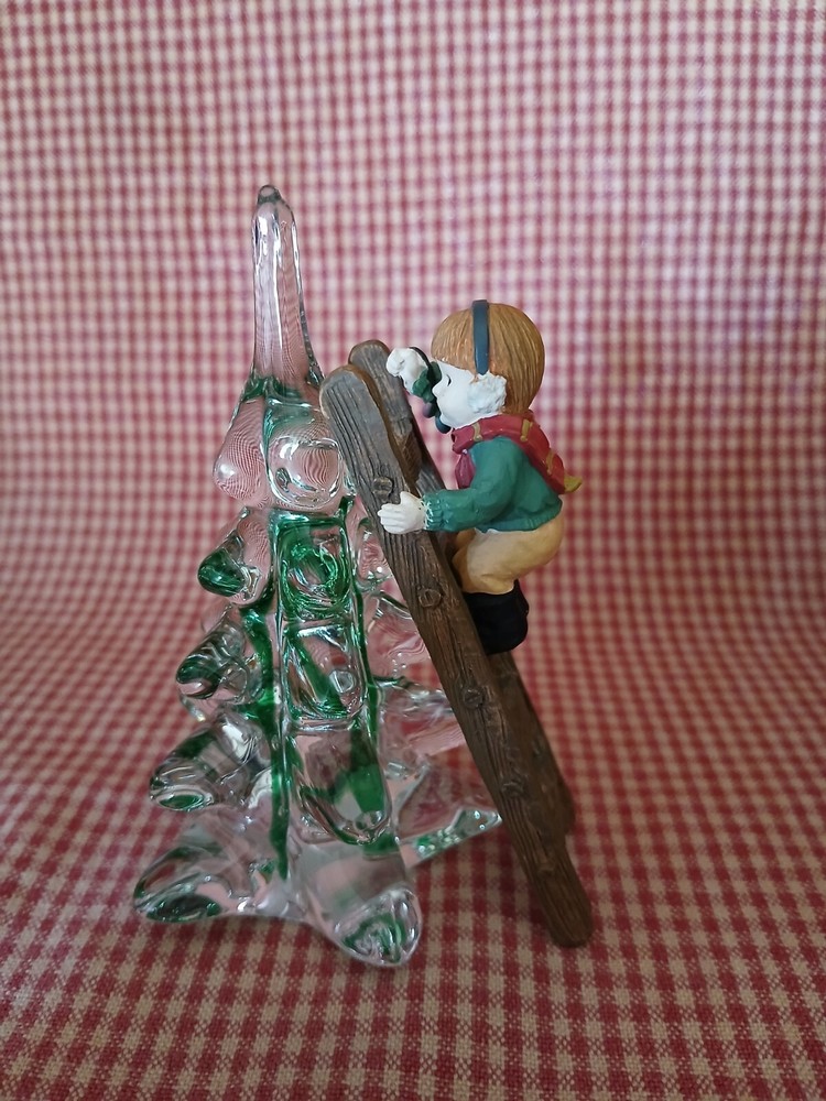 LEFTON COLONIAL CHRISTMAS VILLAGE - BOY ON LADDER HANGING LIGHTS/TREE - SO CUTE