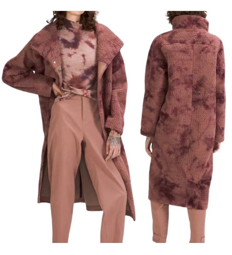 Nuevo sin etiquetas Abrigo polar texturizado Lululemon 6 laboratorio tinte de diamante piel polvorienta rosa a presión