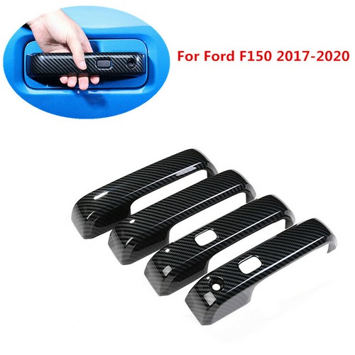 4PCS Exterior Door Handle Cover Trim Carbon Fiber For Ford F-150 F150 2015-2020 - Picture 1 of 8