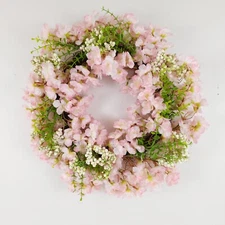 22" Cherry Blossom Wreath by Valerie Pink Faux Flowers Floral Decor