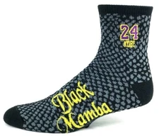 KOBE BRYANT LA LAKERS BLACK MAMBA NBA JERSEY LOGO QUARTER 1/4 SOCKS LARGE MENS