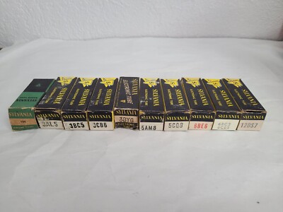 Lot 10 SYLVANIA Electronic Tubes w BOXES 1S4, 3AL5, 3BY6, 5AM8, 5CQ8, 12DS7 Etc 