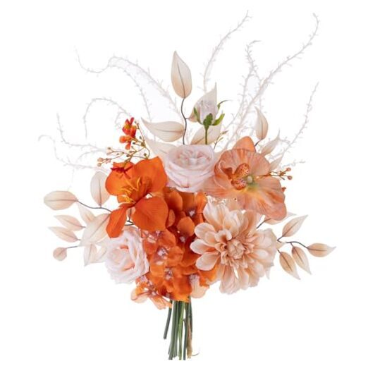 Artificial Fake Flowers Plants Silk Flower Arrangements Wedding Autumn Orange