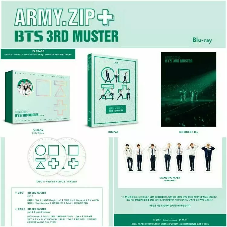 BTS 3RD MUSTER ARMY.ZIP+ Bluray DISC Full Package with Free Gift