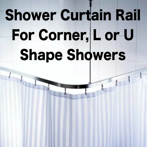 Chrome Shower Curtain Rail Adjustable U L Shape Corner Shower Curtain
