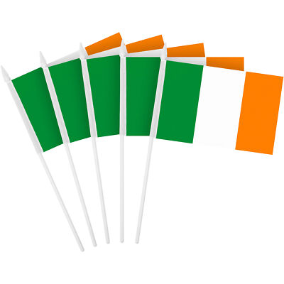 12 Pack Handheld Ireland Irish Stick Flags 4x6 In, Printed 150D Polyester G128