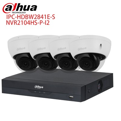 Dahua 4CH Security Camera System 8MP IP Camera IPC-HDBW2841E-S Dome WizSense Lot