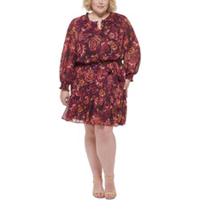 Vince Camuto Plus Size Floral-Print Fit F Wine 14W