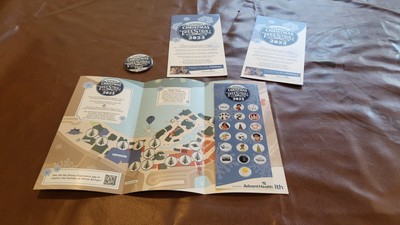 3 X  2023 Disney Springs Christmas Tree Stroll Map with Stickers + Bonus Button