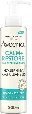 Aveeno Face Calm + Restore Nourishing Oat Cleanser | For Sensitive Skin | With
