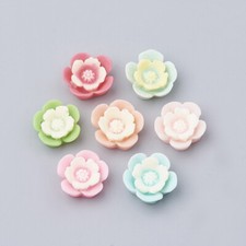 10 Flower Cabochons Resin Flatbacks Flower Flat Backs 2 Tone 14mm Glue On