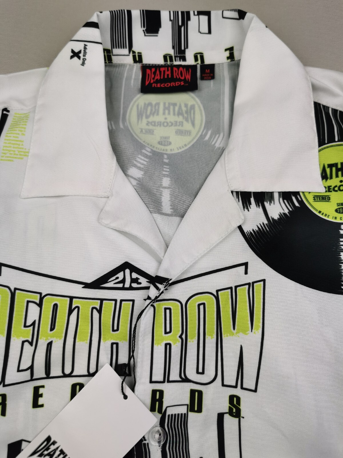 FILA Camicia da uomo DEATH ROW RECORDS taglia M NUOVA manica corta stampa disco design hip hop