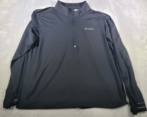 Columbia Pullover Mens 2XL Black Reflective Quarter Zip Running Omni-Wick
