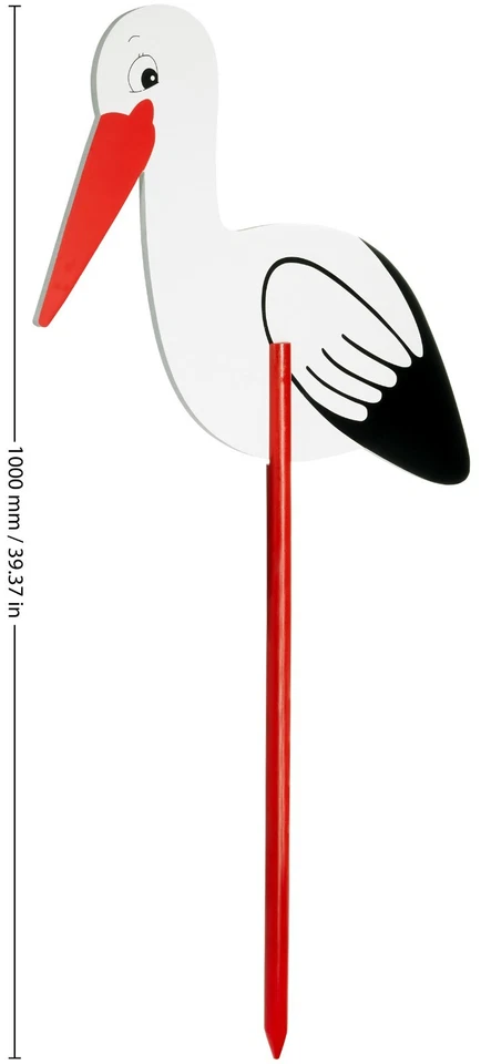 Großer Storch Aus Holz Klapperstorch Zum Stecken Für Innen U. Außen Geburt Baby - Bild 2 von 4