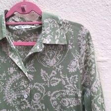 ZARA EUR Large Button Down Shirt Style Collared Summer Event Long Sleeve #2