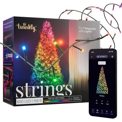 LED String Lights 600 RGB Smart Multicolor 157.5ft IP44 Twinkly Strings Mappable