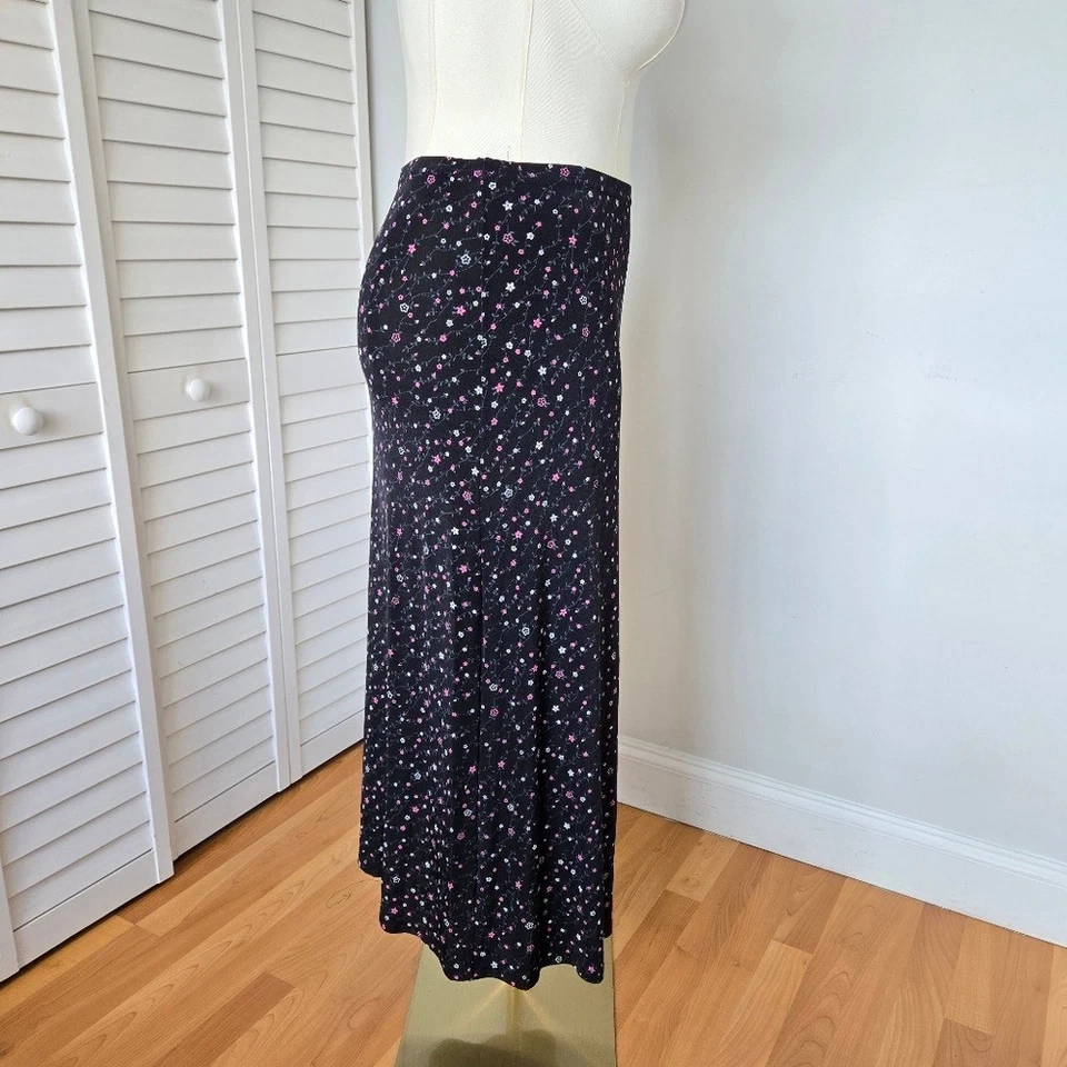 Maxi Falda Elástica Floral Negra Colección JM Talla L Y2K Años 90 Boho Grunge Cottage Foto 4 de 4