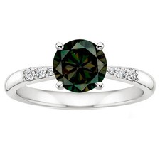 Anello 3,80 Kt Diamante Verde Giallo e Diamante Bianco In Argento 925