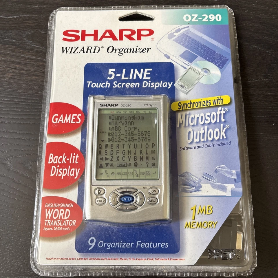 Sharp Wizard Organizer OZ-290 5-Line Touch Screen Back Lit Display 1 MB Memory - Image 3 of 4