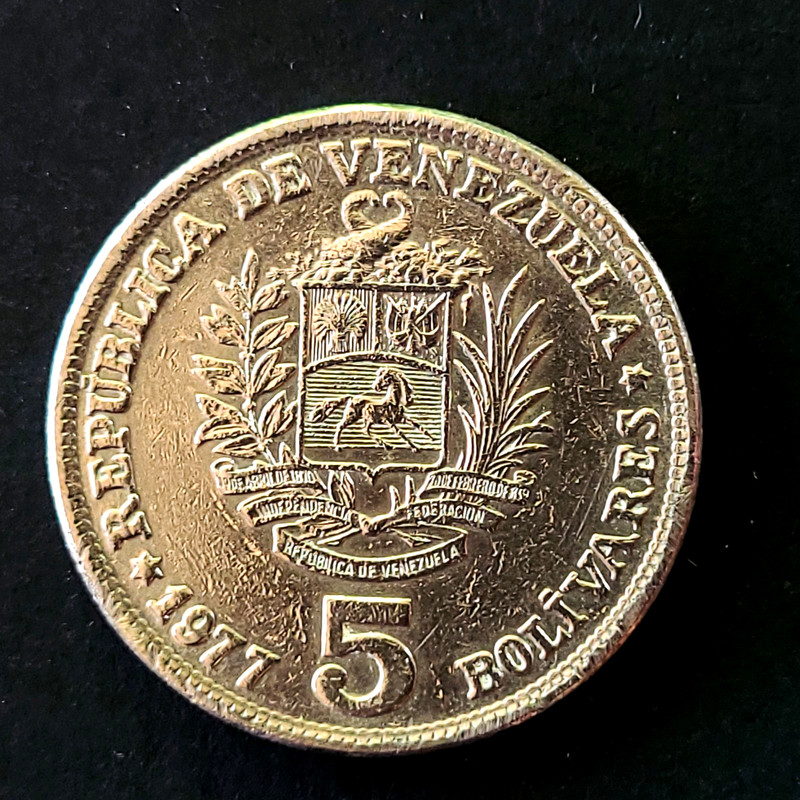 1977 Venezuela 5 Bolivares- High Grade-