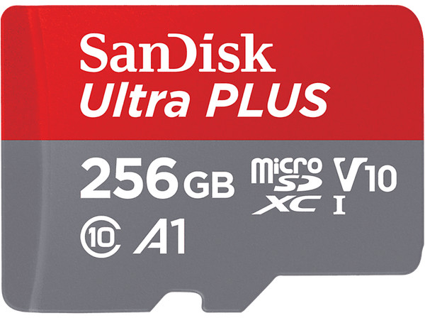 Tarjeta Micro SDXC - SanDisk Ultra PLUS, 256 GB, 160 MB/s, UHS-I, V10, A1, C10, 