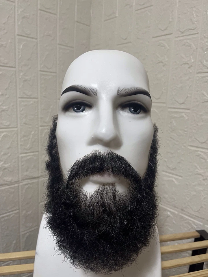 Black Beard and Mustache Set – Real Human Hair – Cosplay & Theatre-Grade - Image 4 of 4