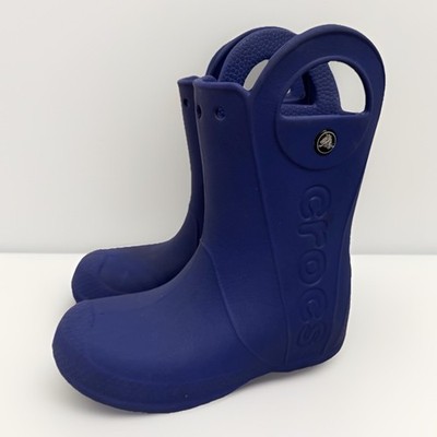 Crocs Rain Boots Kids C13 Handle It Navy Waterproof Pull On Shoes