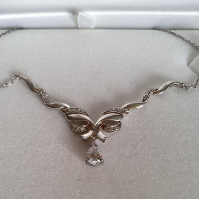  Necklace Solid Sterling Silver 925  CZ  Original Box Perfect Condition