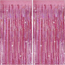 Tinsel Curtain Party Backdrop Pink Birthday Decorations 2 Packs 2 Pack,