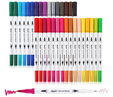 Dual Tip Art Markers Pens for Kids Adult Coloring Books Artist Fine and Brush Ti
