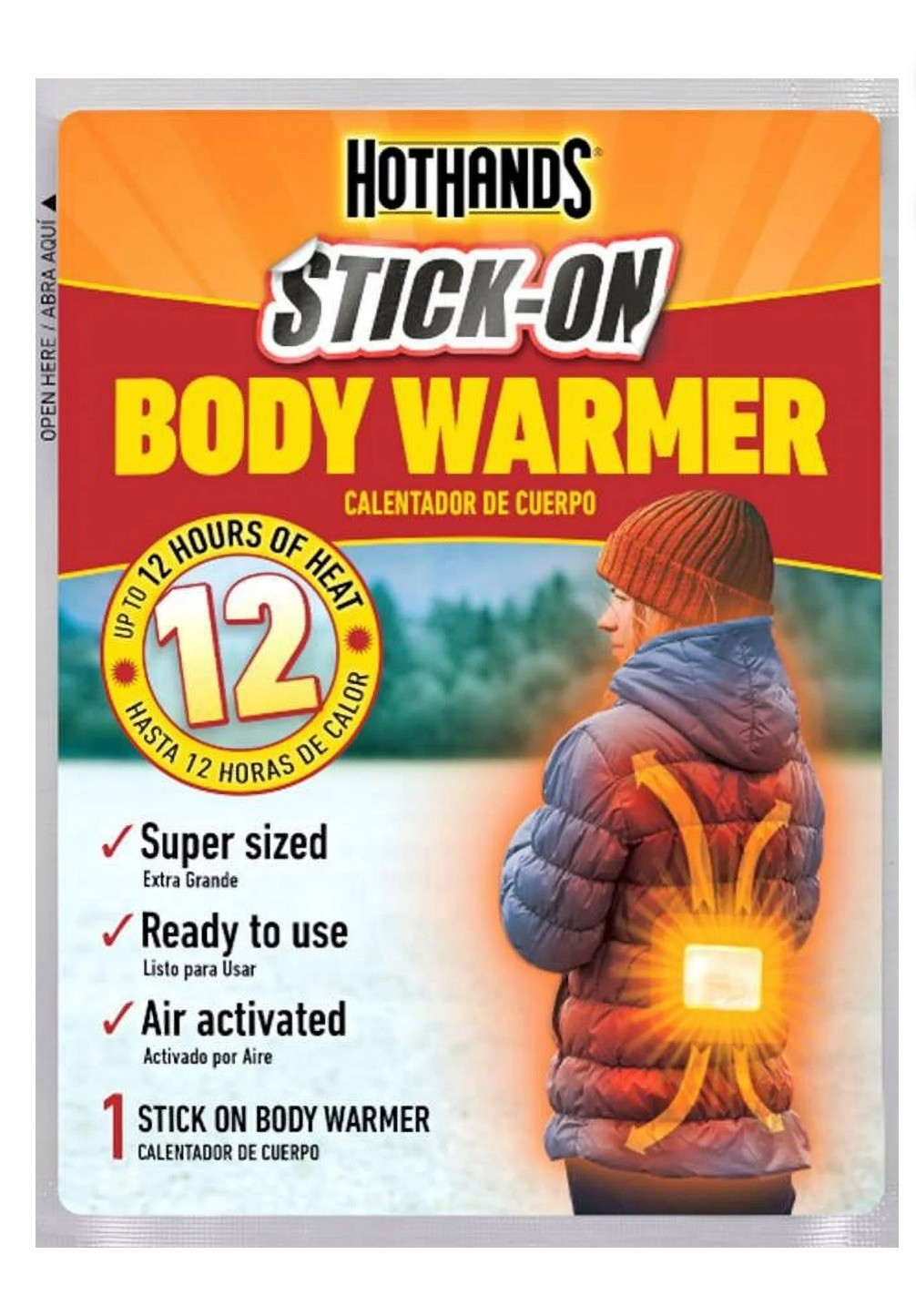 10 PK -🔥 Hot Hands Stick-On Supersize Body Warmer | Up to 12 Hours of Heat 🔥