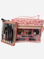Tahari Train Case With Cosmetics Pink Leopardo Print. Gift Included.