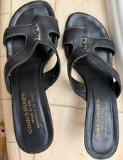 Donald J Pliner Women s Black Leather Slide Sandals Slip-On Strappy Sz 8