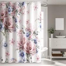 Colorful Floral Shower Curtain Watercolor 72"W x 48"L Pack of 1 Color C