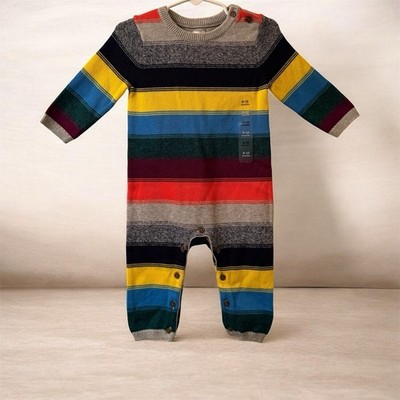 Baby GAP NWT Rainbow Stripe Sweater Romper 6-12 Months Knit One Piece NEW