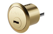 CAVEO Dimple Rim Cylinder Polished Brass