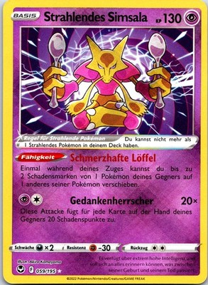 Strahlendes Simsala Radiant Rare SWSH12: Silver Tempest 059/195 NM Deutsch Pokem