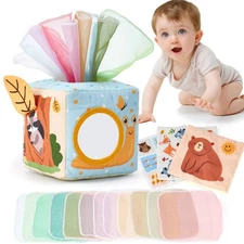 hahaland Baby Tissue Box Toy - Baby Toys 6-12 Months Stocking Stuffers for Babie