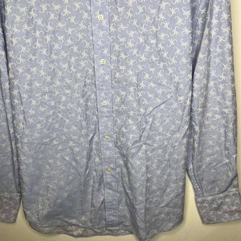 Robert Graham Monkey Business Dress Shirt Blue Monkey Print Men’s Size L - Image 4 of 4