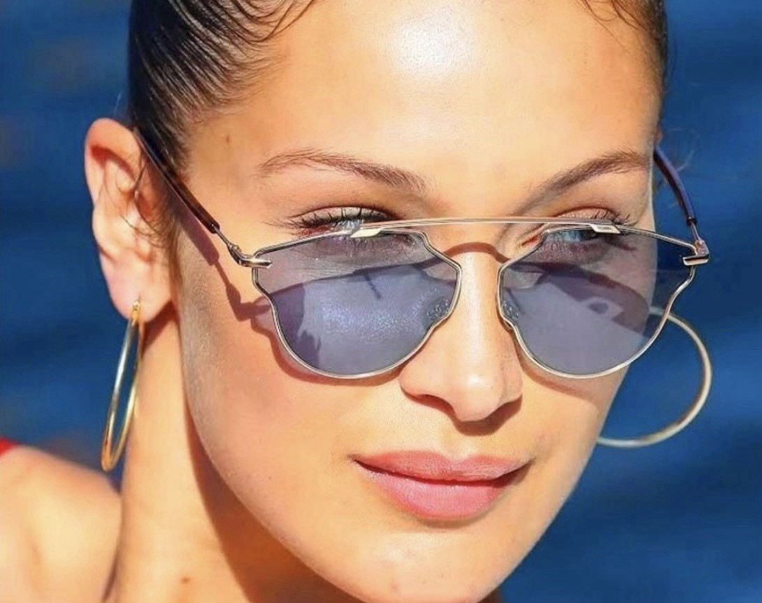Christian Dior SoReal Rimless Butterfly Sunglasses Gold Frame Purple Tinted