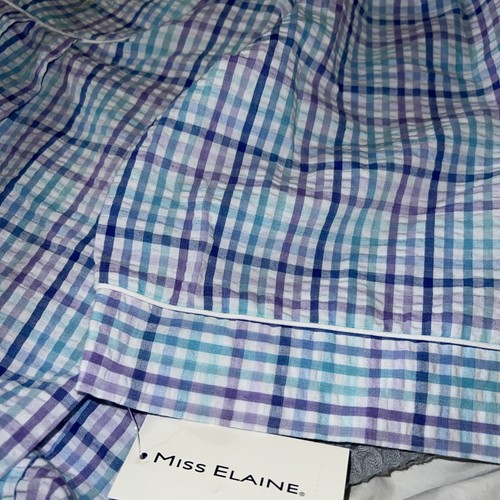 Miss Elaine Petite Medium 3/4-Sleeve Plaid Zip Seersucker Robe - Picture 4 of 6