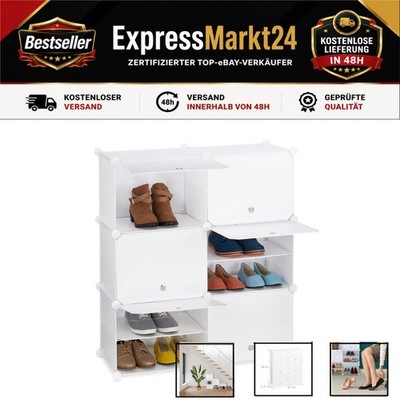 Relaxdays Schuhschrank mit 12 Fächern, Weiß, 95 x 85 x 31,5 cm