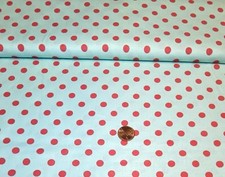 Small Red Dots on Blue Cotton Fabric, BTHY, Polka Dots