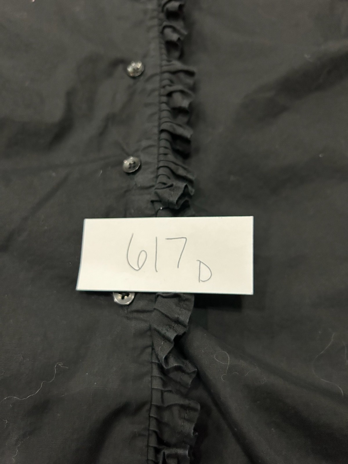 Dialogue Ruffle Front Button-Up Blouse Black Sz X… - image 8