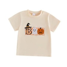 Kids Toddler Baby Boy Girl Halloween Outfit Pumpkin T-Shirt 12-18 Months Beige