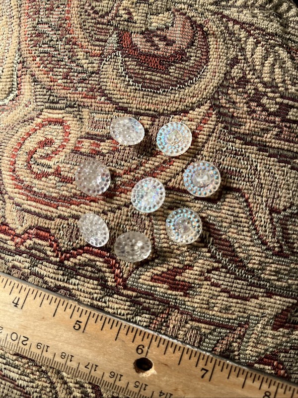 Vintage Iridescent Glass Buttons,Lot Of 8