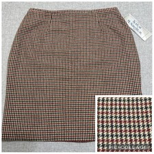 Vintage 90s Houndstooth Skirt 16 Wool Blend Multi Y2k Career Academia Preppy