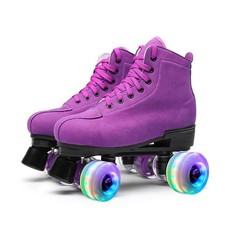Roller Skates Outdoor Suede Quad Skates for Women and Men Purple 6 Women
