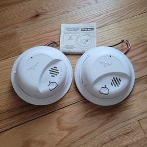 Two (2x) First Alert Smoke Detectors Hardwired with Battery Backup (Model 9120B)